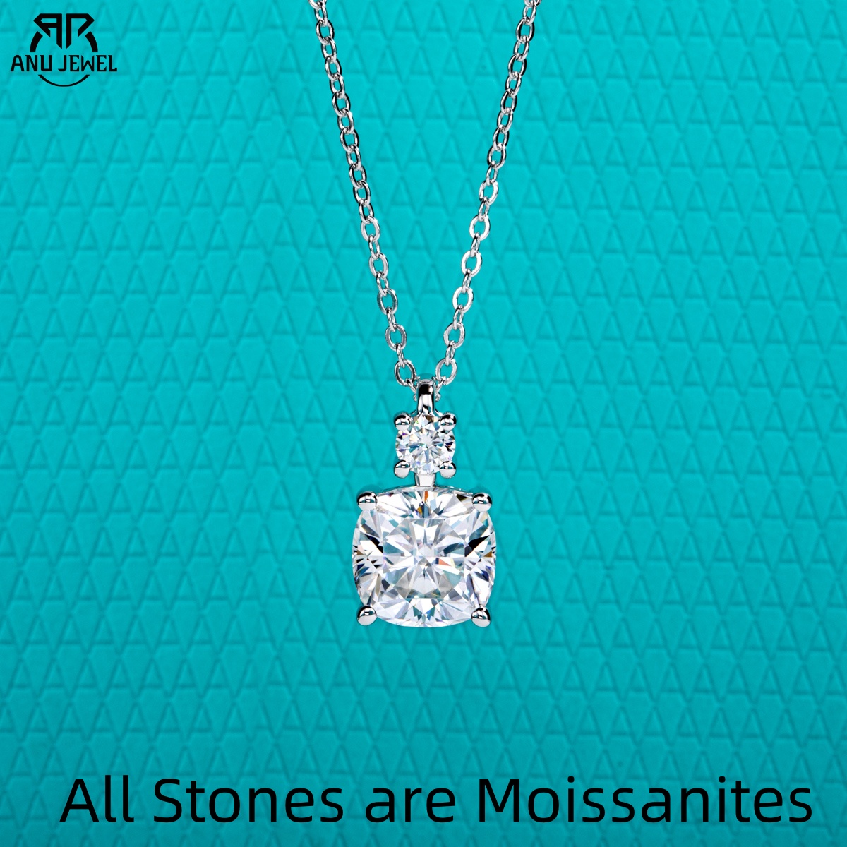 Ansi Chain - Anujewel 2ct/2.5ct almofada corte moissanite pingente