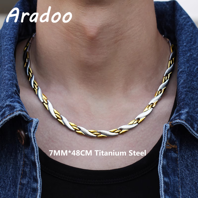 ARADOO Colar de aço de titânio - Ansi Chain avaliação e preço